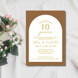 Invitation Boho Boho et Gold 10e anniversaire Mariage