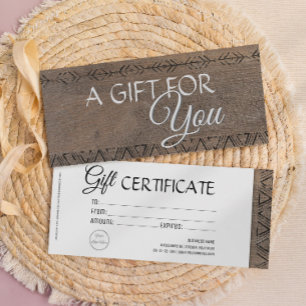 Invitation Boho bois rustique look certificat cadeau