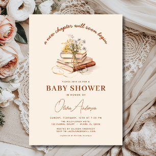 Invitation Boho Book Nouveau chapitre commence Baby shower