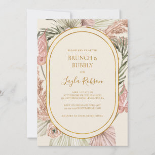 Invitation Boho Botanical   Brunch vert et douche à bulles
