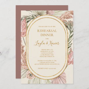 Invitation Boho Botanical   Dîner de répétition Rose Dusty