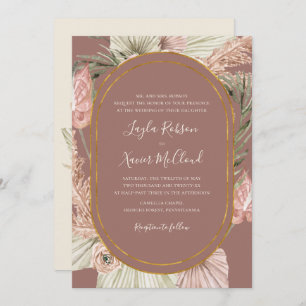 Invitation Boho Botanical   Dusty Rose Mariage traditionnel