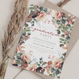 Invitation Boho Botanical Garden Floral Graduation Party