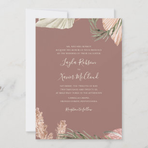 Invitation Boho Botanical Rose simple Mariage traditionnel