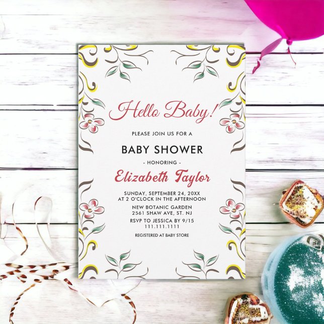 Invitation Boho Botanique Aquarelle Baby shower Floral (Créateur téléchargé)