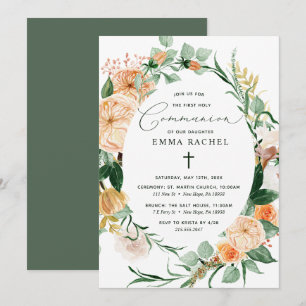 Invitation Boho Botanique Communion végétale personnalisée