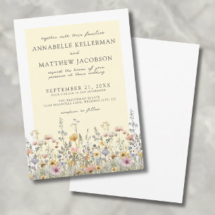 Invitation Boho Botanique Fleurs Sauvages Jaune Floral Mariag