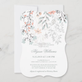 Invitation Boho Botanique Rustique Fête des mariées corail et