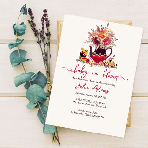 Invitation Boho Bourgogne Rose Pampas Lemon Tea Baby shower