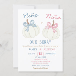 Invitation Boho Bow Citrouille espagnol Genre Revela
