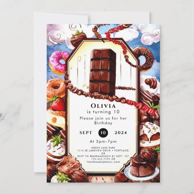 Invitation Boho Brown Chocolat Anniversaire (Devant)