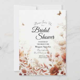 Invitation Boho Browns avec papillons Floral Baby Shower de m