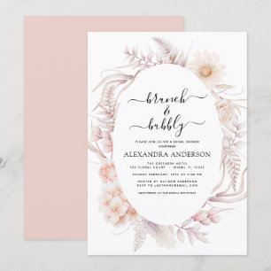 Invitation Boho Brunch & Bubbly Fête des mariées Dusty Pink I