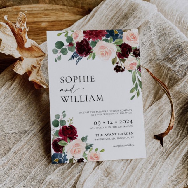 Invitation Boho Burgundy Blush (Créateur téléchargé)