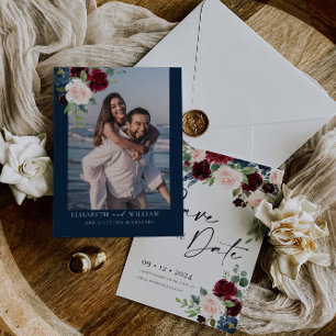 Invitation Boho Burgundy et Blush Enregistrer la date Invitat