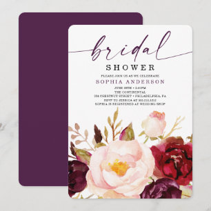 Invitation Boho Burgundy Floral Bridal