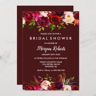 Invitation Boho Burgundy Floral Bridal