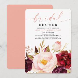 Invitation Boho Burgundy Floral Bridal