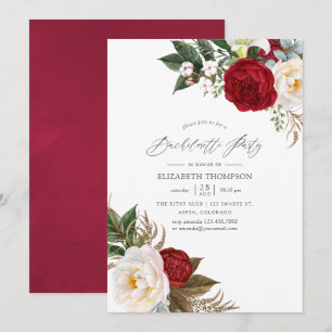 Invitation Boho Burgundy - Marsala Floral Bachelorette Party