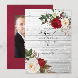 Invitation Boho Burgundy - Marsala Floral Bohemian Mariage