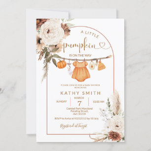 Invitation Boho Burgundy Un petit citrouille est en route