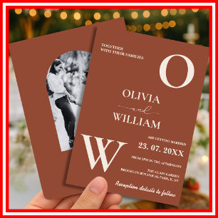 Invitation Boho Burnt Orange Terracotta Rustic Photo Mariage