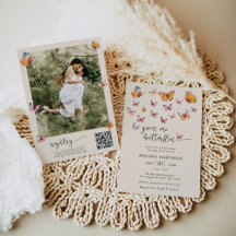 Boho Butterflies Photo Qr Code Fête des mariées