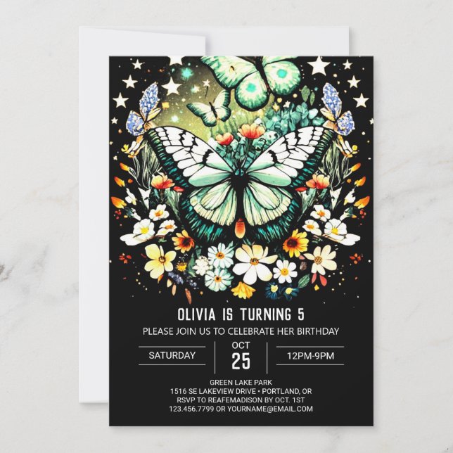 Invitation Boho Butterfly Wings Anniversaire (Devant)