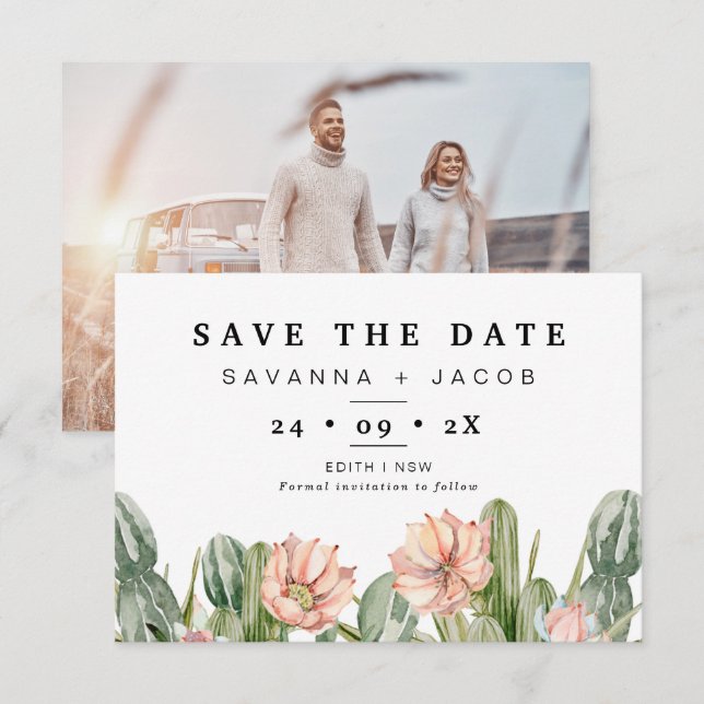 Invitation Boho Cactus Succulents Mariage Enregistrer La Cart (Devant / Derrière)