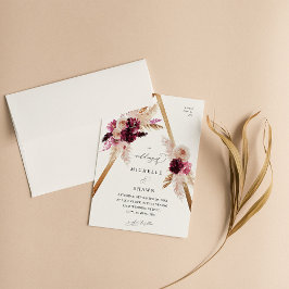 Invitation Boho Cadre rose Pampas Grass Mariage Floral