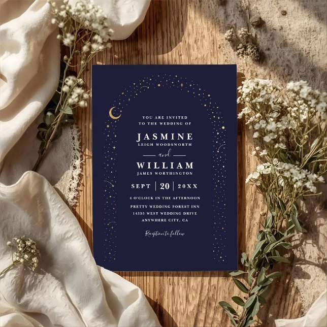 Invitation Boho Celestial Arch Moon Night QR Code Wedding (Créateur téléchargé)