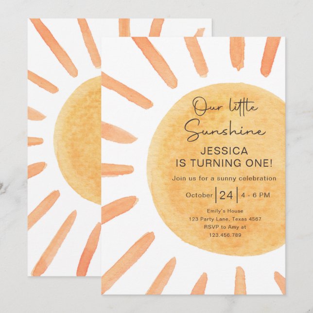 Invitation Boho Château Soleil 1er Anniversaire Soleil Été (Devant / Derrière)