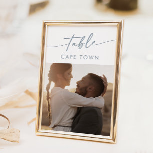 Invitation Boho Chic Ardoise Bleu Numéro de tableau photo