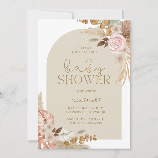 Invitation Boho Chic Baby shower (Devant)