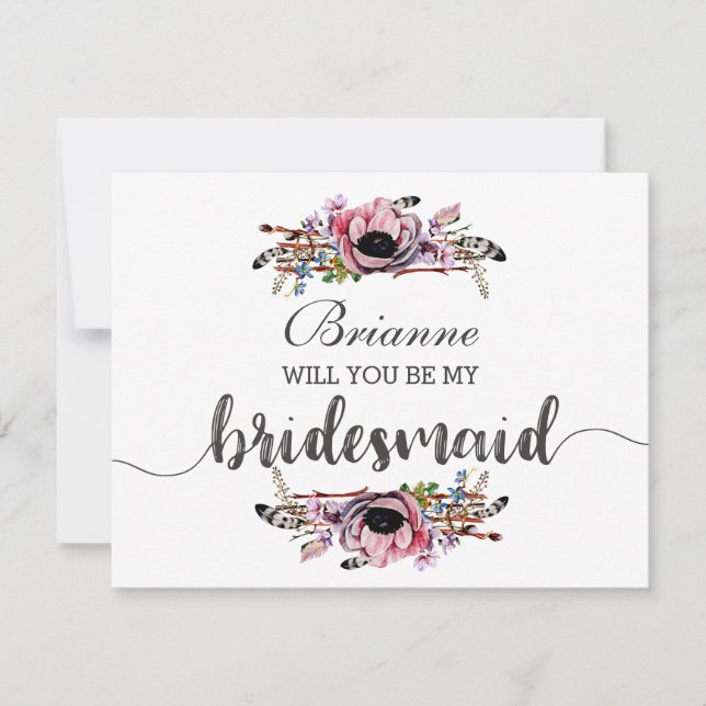 Invitation Boho Chic Blush Pink Serez-Vous Ma Femme D'Accueil (Devant)