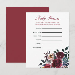 Invitation Boho chic bordeaux et marine Baby Shower Estimatio