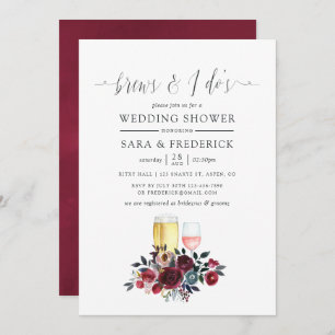 Invitation Boho Chic Bourgogne & Navy brasse avant le I Do