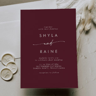 Invitation Boho Chic Bourgogne Rouge Mariage Décontracté