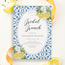 Boho Chic Citron Italien Carrelage Bleu Baby Showe
