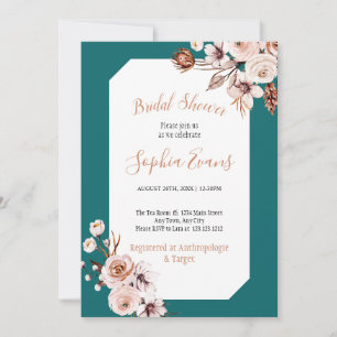 Invitation Boho Chic Cream et Brown Fête des mariées florale