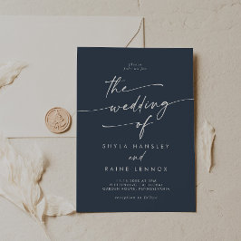 Invitation Boho Chic Dark Navy Bleu Le Mariage De