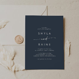 Invitation Boho Chic Dark Navy Bleu Mariage Décontracté