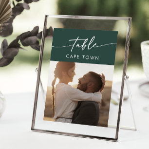 Invitation Boho Chic Emerald Green Numéro de tableau photo