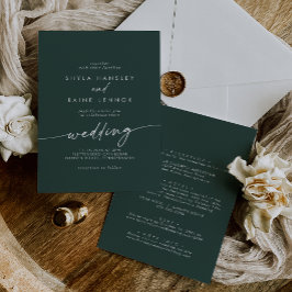 Invitation Boho Chic Emerald Vert Mariage avant et arrière