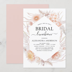 Invitation Boho Chic Fête des mariées Déjeuner Dusty Pink Des