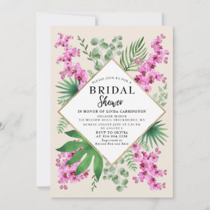 Invitation Boho Chic Fête des mariées Tropical Floral QR Code