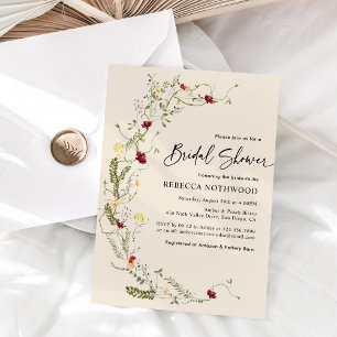 Invitation Boho Chic Fleur sauvage Douche nuptiale