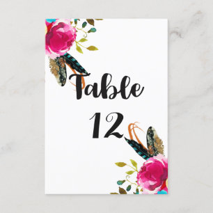 Invitation Boho Chic Floral Aquarelle Mariage Numéros de tabl