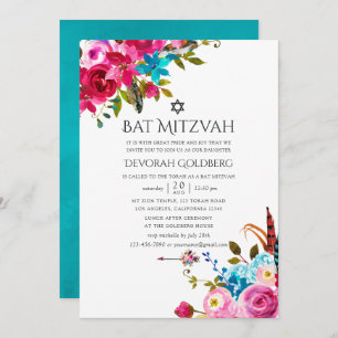 Invitation Boho Chic Floral Bat mitzvah