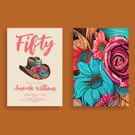 Invitation Boho Chic Floral Cinquantième anniversaire
